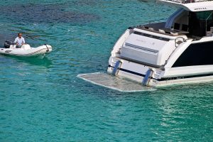 White pearl Yacht in blue sea